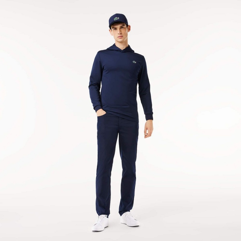 Men's Lacoste Ultra-Dry Golf Hoodie Navy Blue | TXE726134