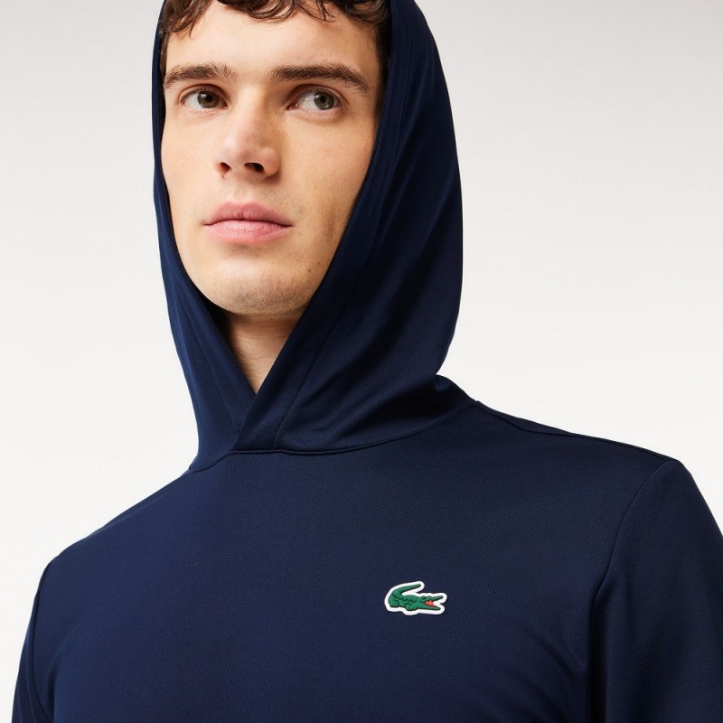 Men's Lacoste Ultra-Dry Golf Hoodie Navy Blue | TXE726134