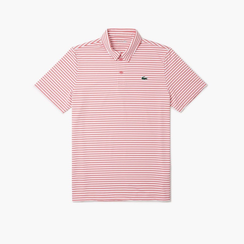 Men\'s Lacoste Ultra-Dry Golf Polo Shirts Pink White | GPC645078