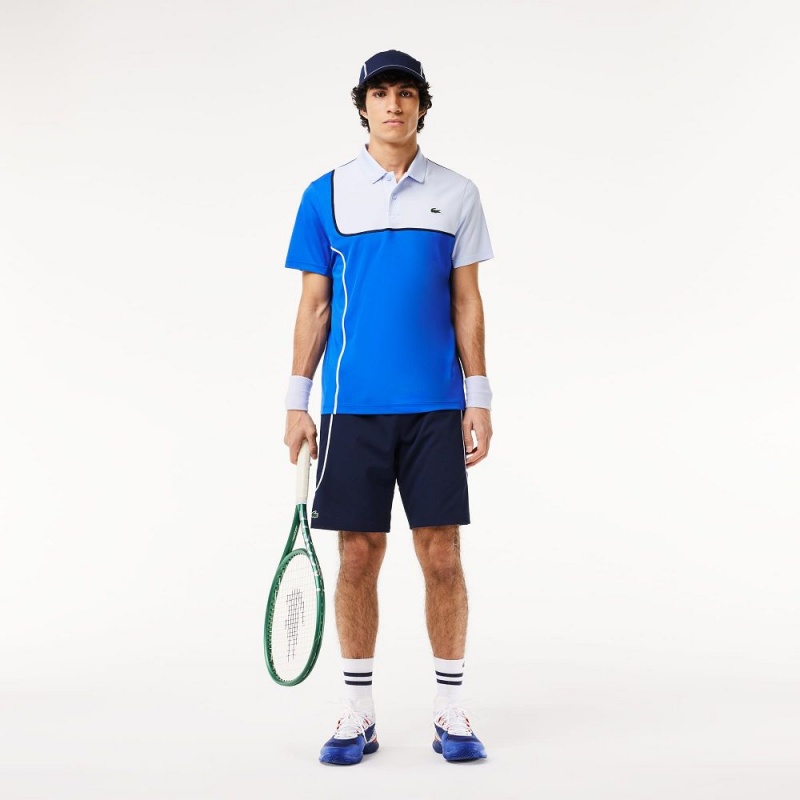 Men's Lacoste Ultra-Dry Piqué Tennis Polo Shirts Blue Light Blue | DYX715832