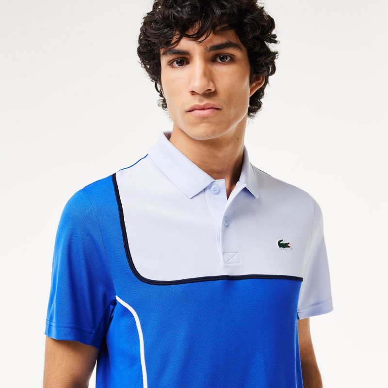 Men's Lacoste Ultra-Dry Piqué Tennis Polo Shirts Blue Light Blue | DYX715832