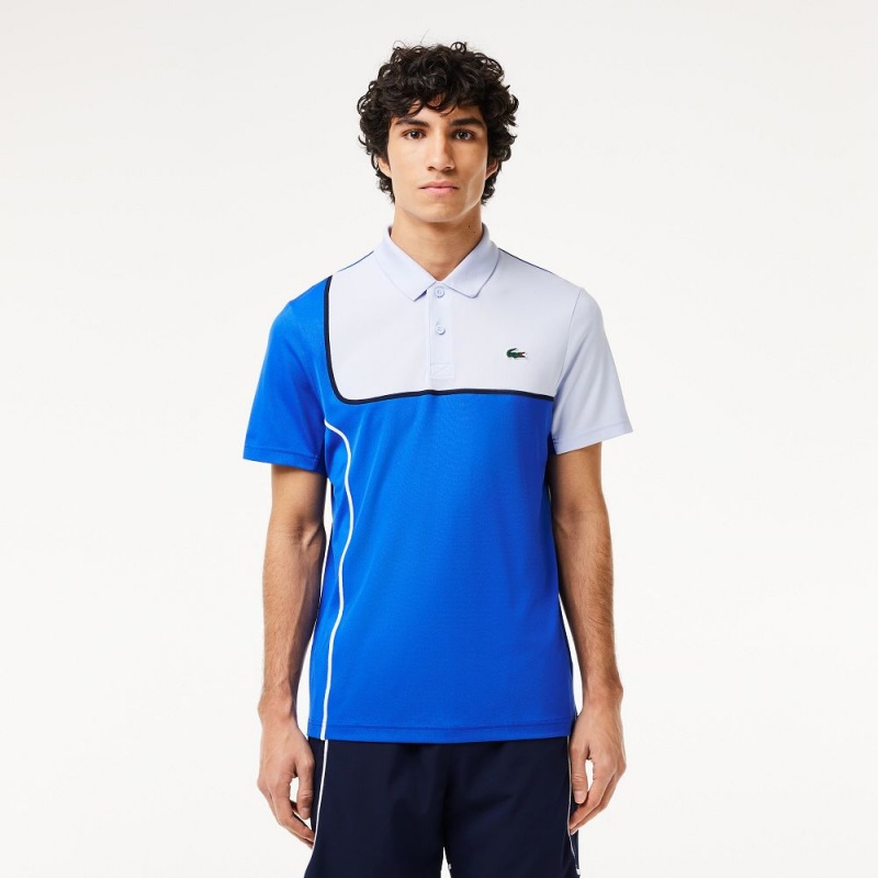 Men\'s Lacoste Ultra-Dry Piqué Tennis Polo Shirts Blue Light Blue | DYX715832