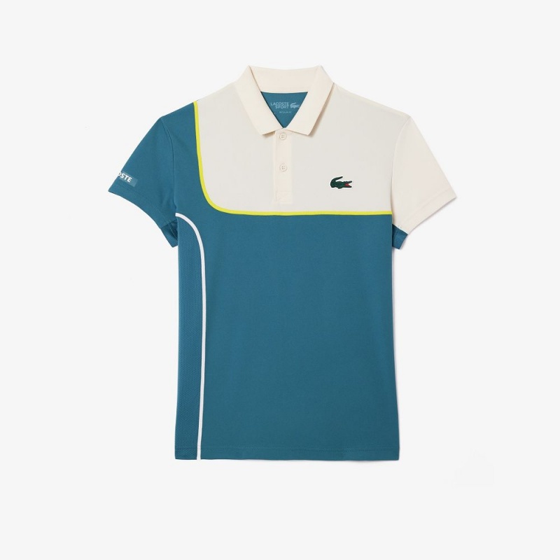 Men's Lacoste Ultra-Dry Piqué Tennis Polo Shirts Blue White | IUJ532860