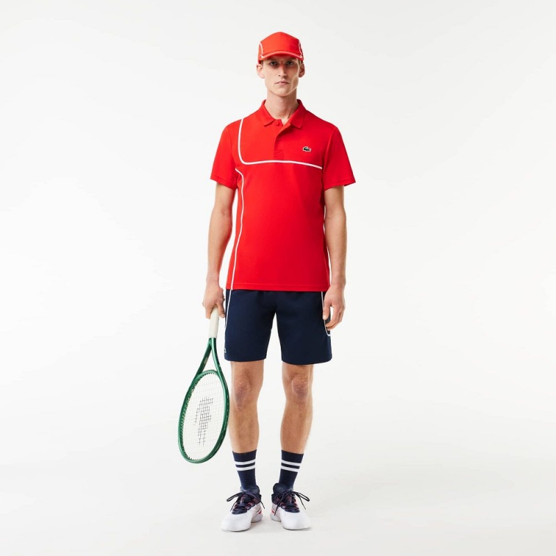 Men's Lacoste Ultra-Dry Piqué Tennis Polo Shirts Red | FPJ075394