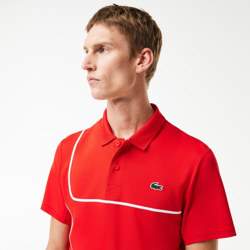 Men's Lacoste Ultra-Dry Piqué Tennis Polo Shirts Red | FPJ075394