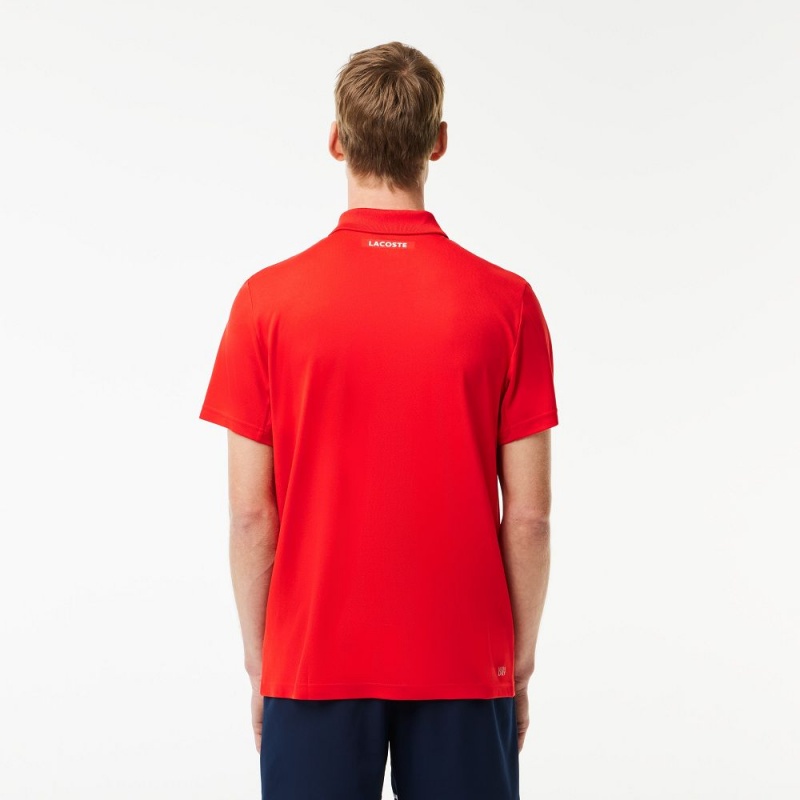 Men's Lacoste Ultra-Dry Piqué Tennis Polo Shirts Red | FPJ075394