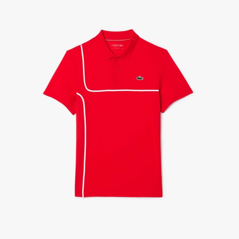 Men's Lacoste Ultra-Dry Piqué Tennis Polo Shirts Red | FPJ075394