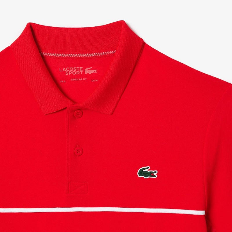 Men's Lacoste Ultra-Dry Piqué Tennis Polo Shirts Red | FPJ075394