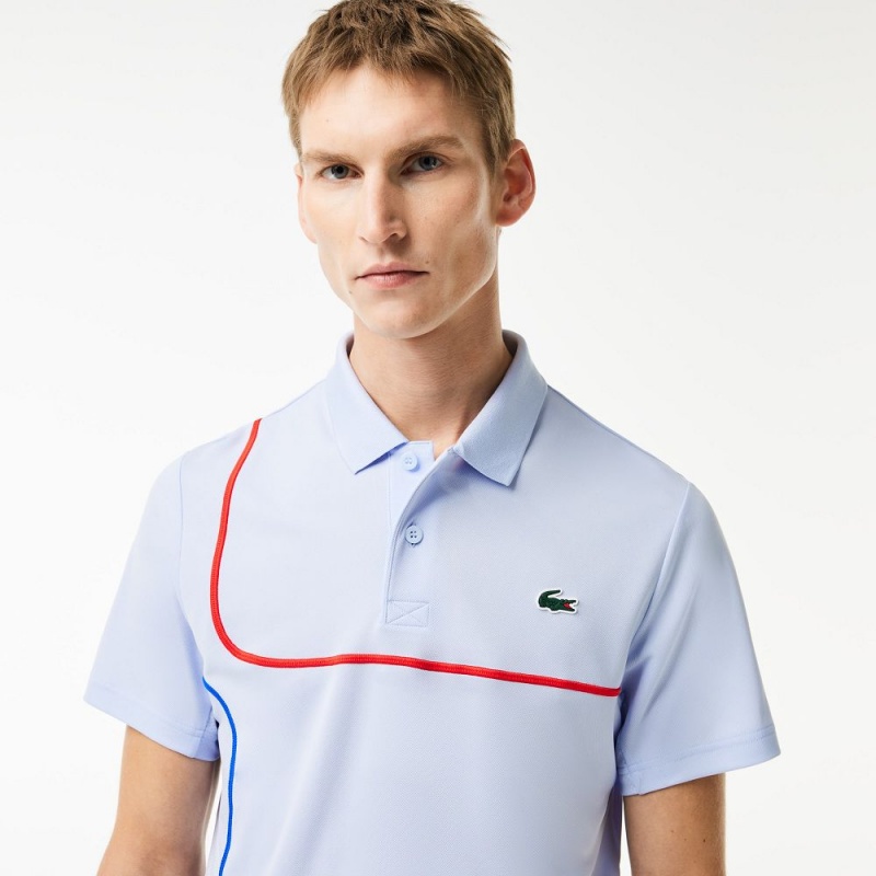 Men's Lacoste Ultra-Dry Piqué Tennis Polo Shirts Light Blue | WYB894562