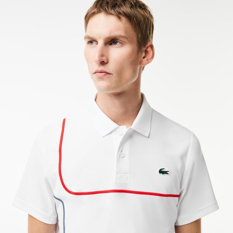 Men's Lacoste Ultra-Dry Piqué Tennis Polo Shirts White | RIH305964