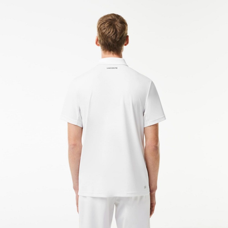 Men's Lacoste Ultra-Dry Piqué Tennis Polo Shirts White | RIH305964