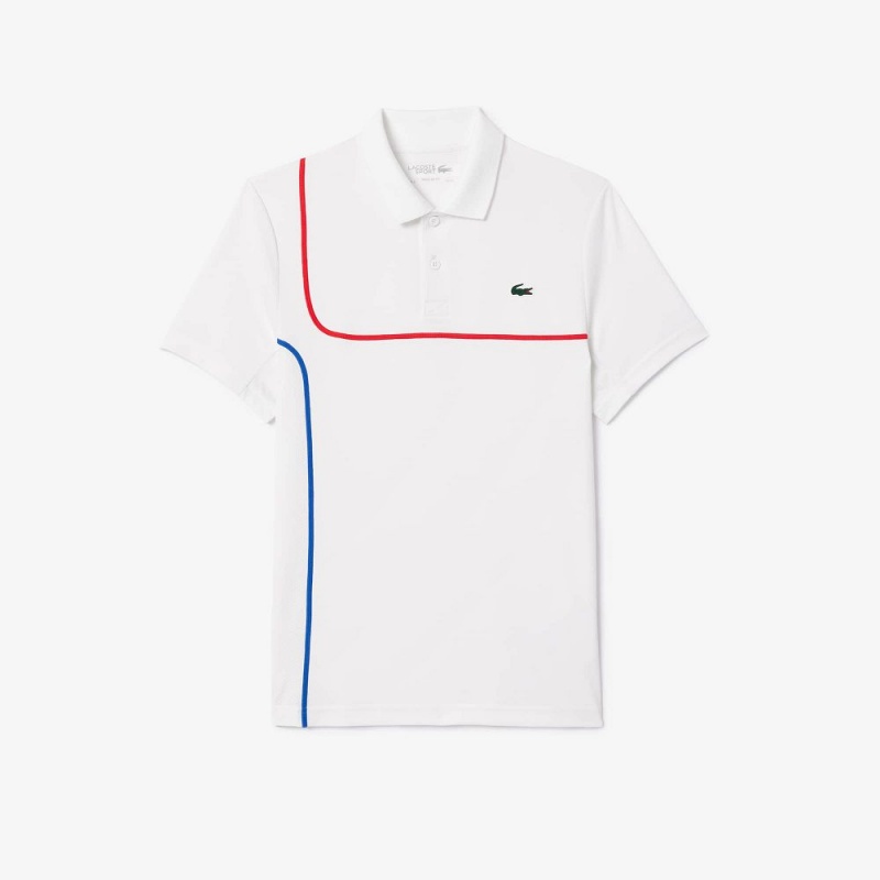 Men's Lacoste Ultra-Dry Piqué Tennis Polo Shirts White | RIH305964