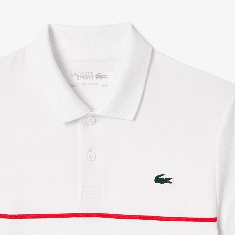 Men's Lacoste Ultra-Dry Piqué Tennis Polo Shirts White | RIH305964