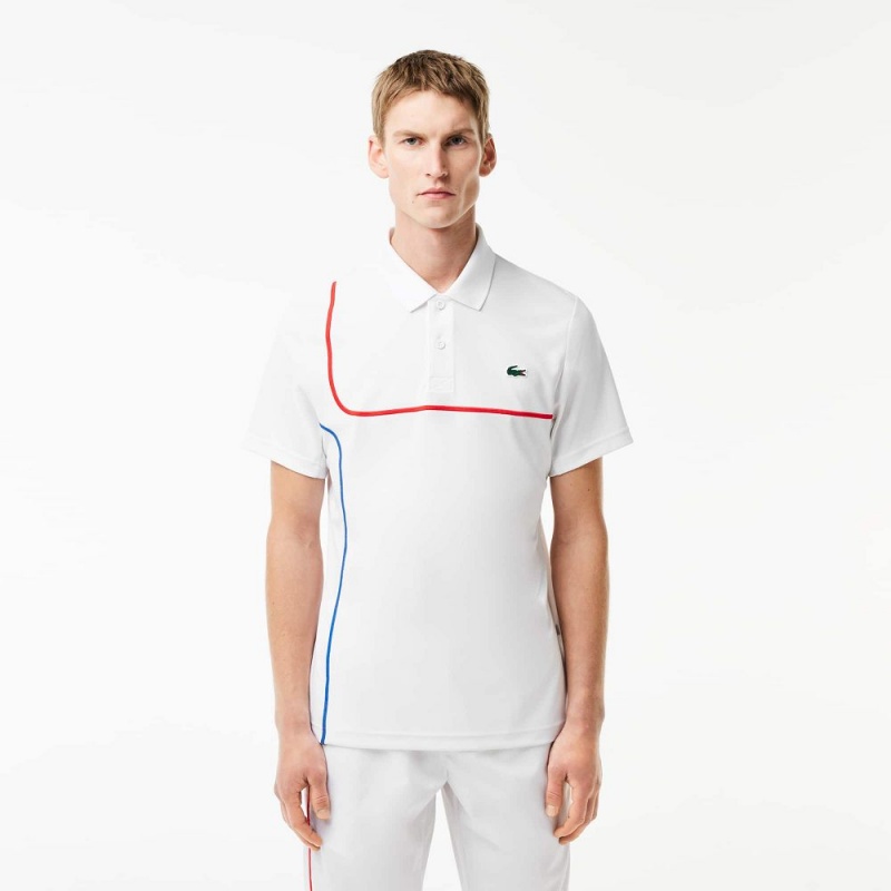 Men\'s Lacoste Ultra-Dry Piqué Tennis Polo Shirts White | RIH305964