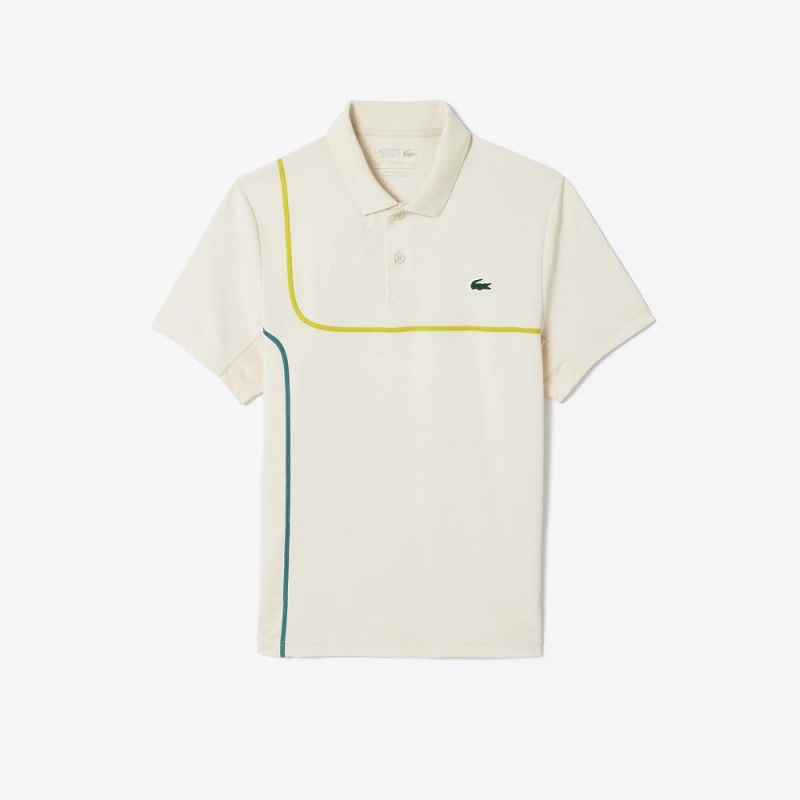 Men's Lacoste Ultra-Dry Piqué Tennis Polo Shirts White | FND287039