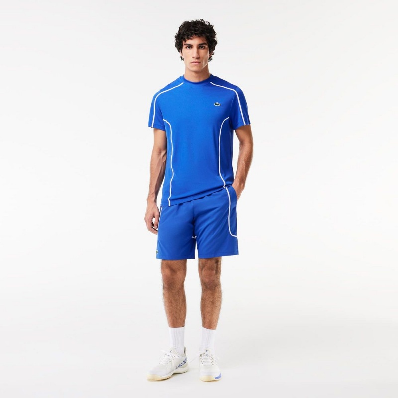 Men's Lacoste Ultra-Dry Piqué Tennis T-Shirt Ladigue blue | QBV896352