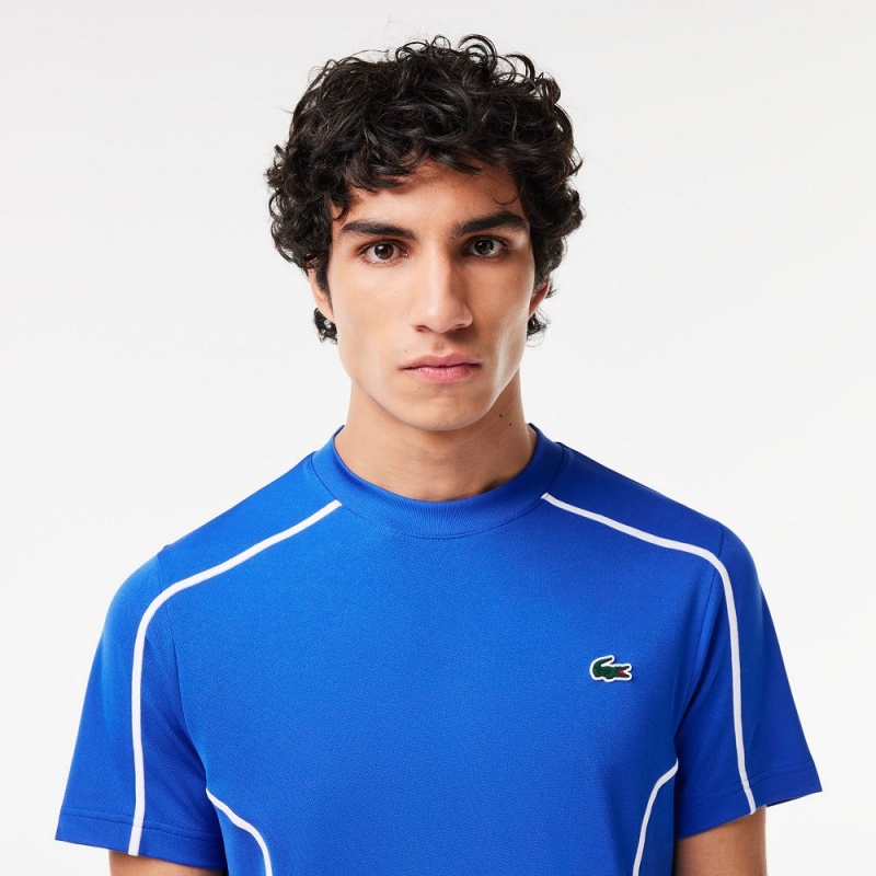 Men's Lacoste Ultra-Dry Piqué Tennis T-Shirt Ladigue blue | QBV896352