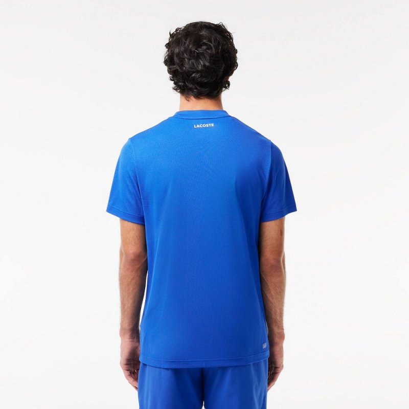 Men's Lacoste Ultra-Dry Piqué Tennis T-Shirt Ladigue blue | QBV896352