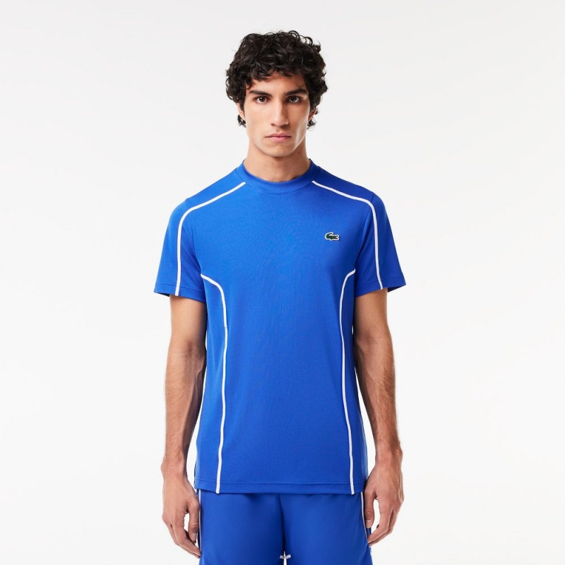 Men\'s Lacoste Ultra-Dry Piqué Tennis T-Shirt Ladigue blue | QBV896352