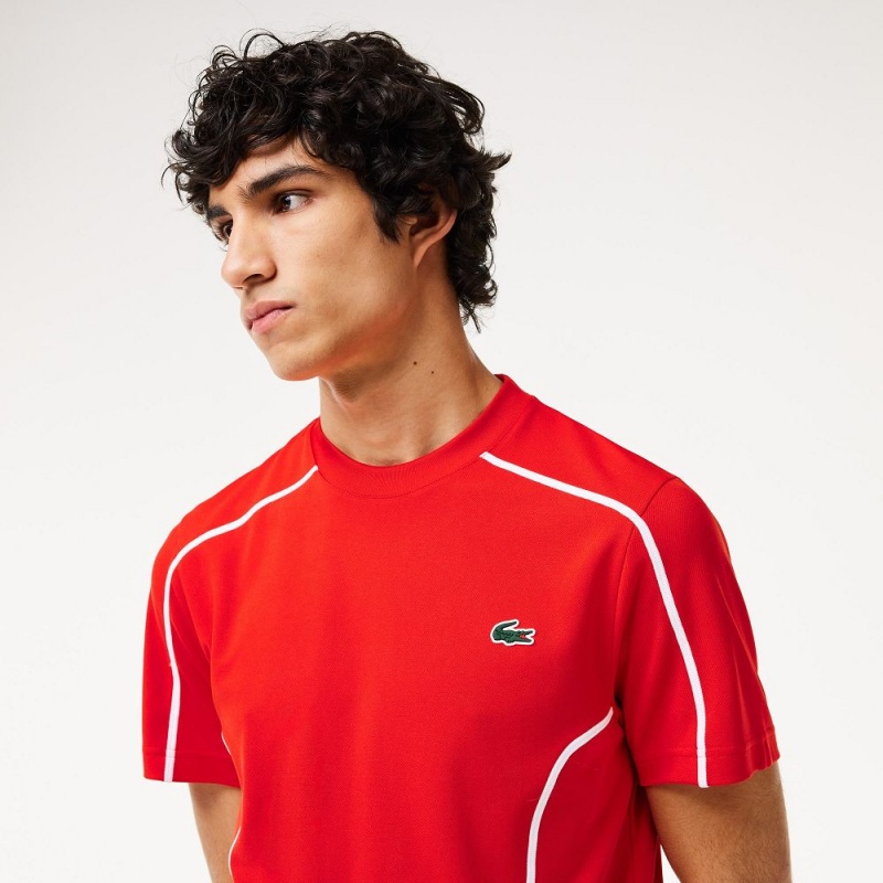 Men's Lacoste Ultra-Dry Piqué Tennis T-Shirt Red currant | IJC029756