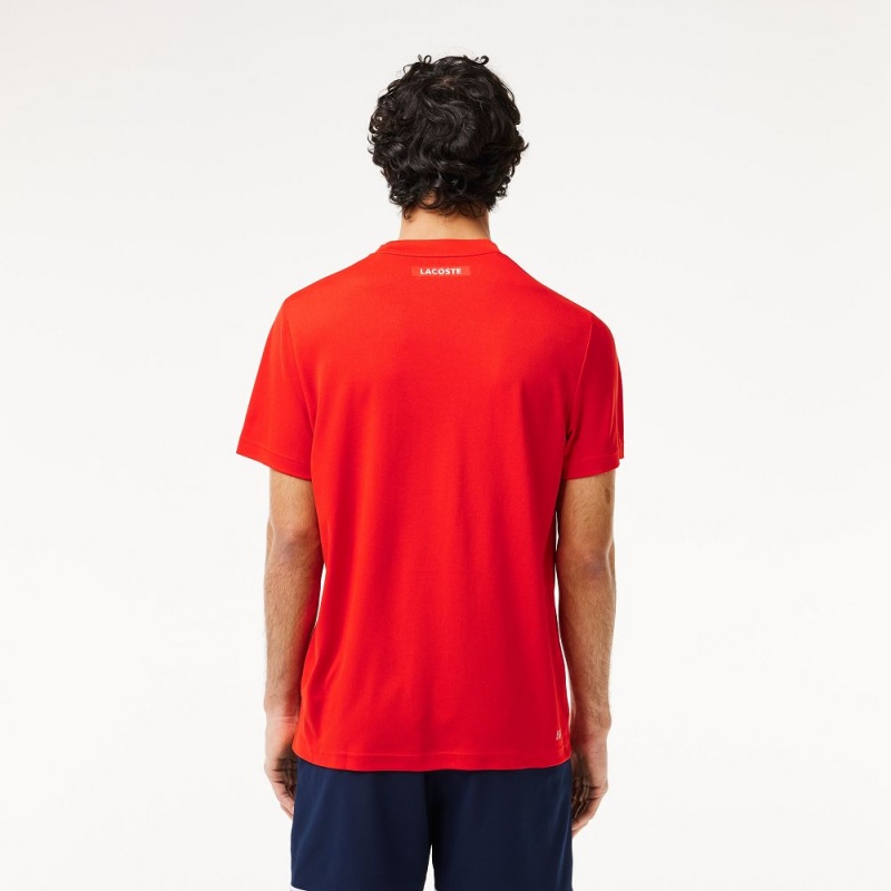 Men's Lacoste Ultra-Dry Piqué Tennis T-Shirt Red currant | IJC029756