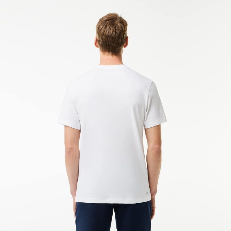 Men's Lacoste Ultra-Dry Printed Sport T-Shirt White | CLW207934