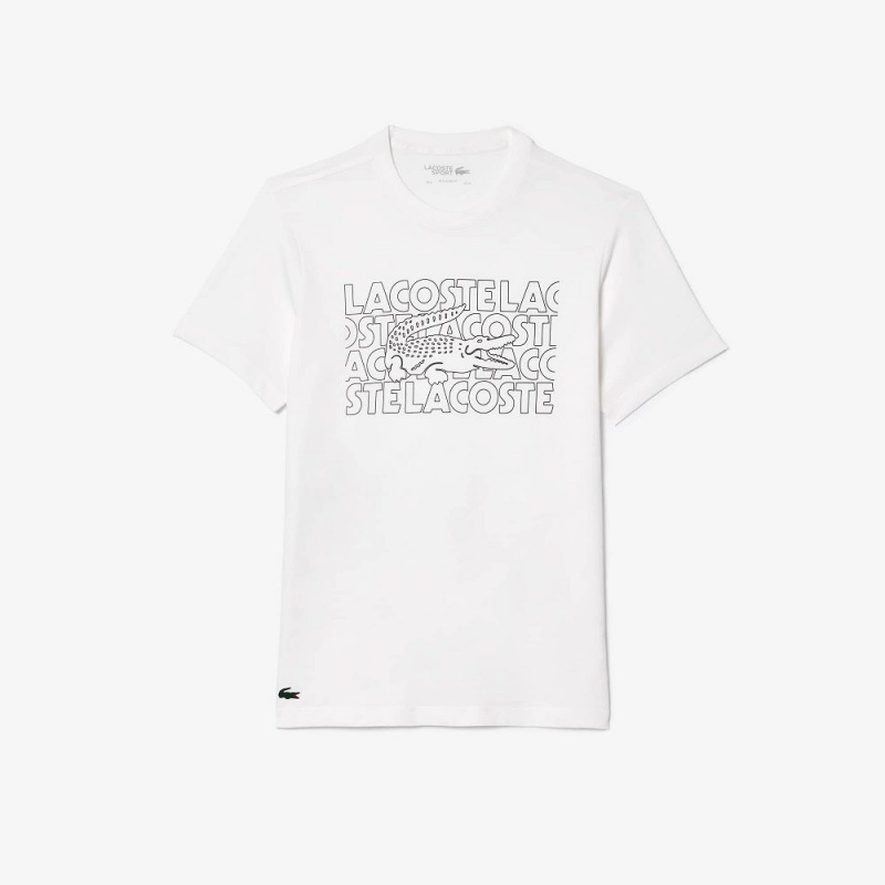 Men's Lacoste Ultra-Dry Printed Sport T-Shirt White | CLW207934