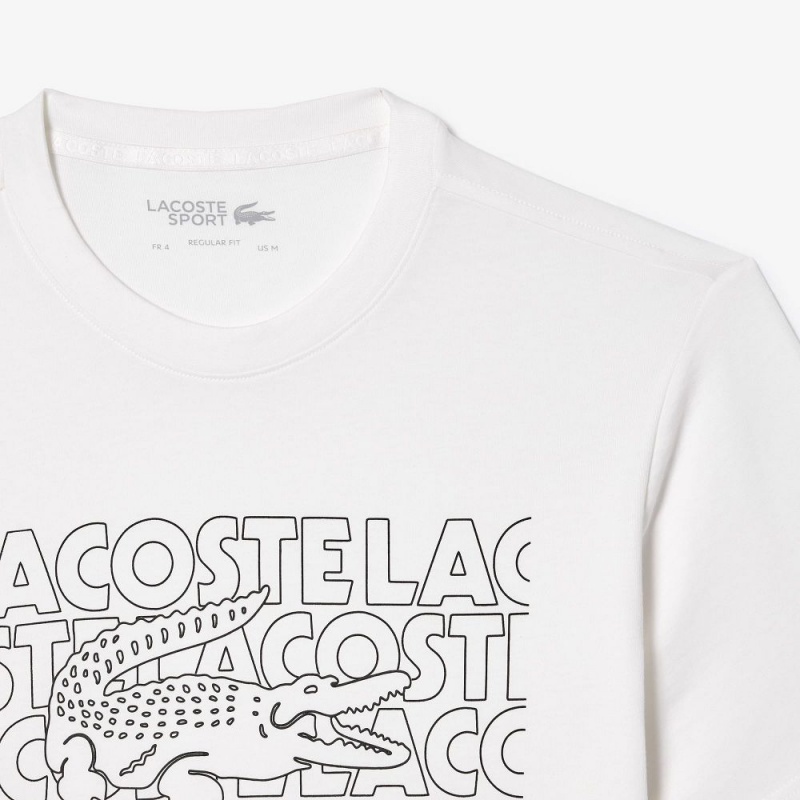 Men's Lacoste Ultra-Dry Printed Sport T-Shirt White | CLW207934