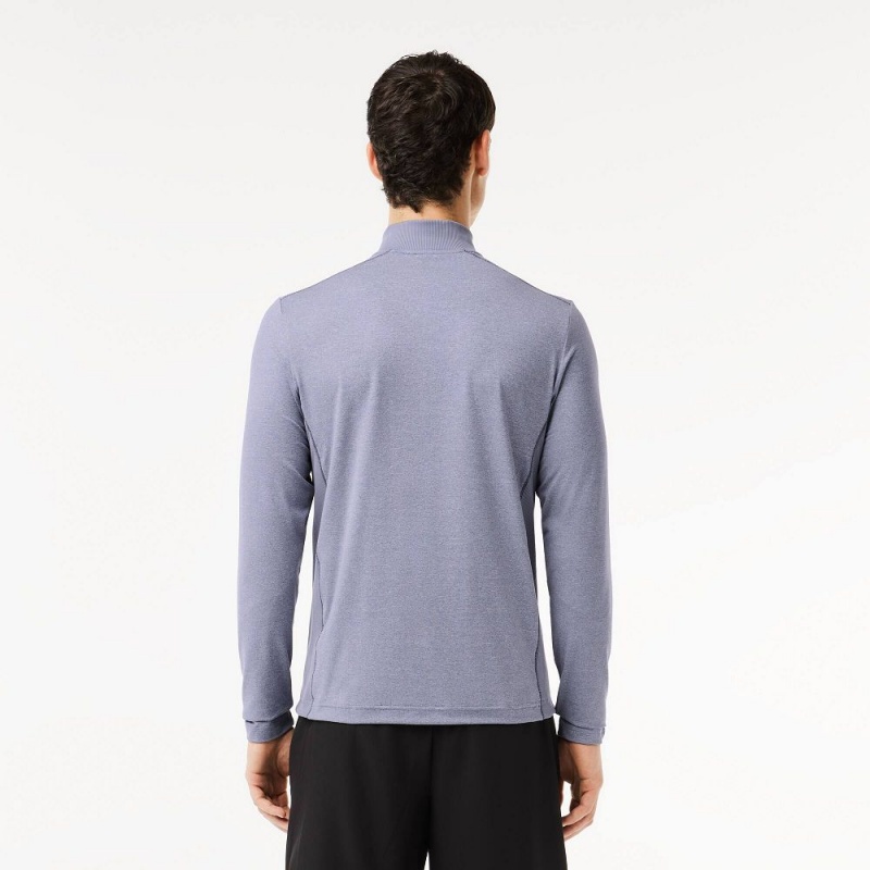 Men's Lacoste Ultra-Dry Quarter-Zip Sweatshirt Blue Chine | JCG289451