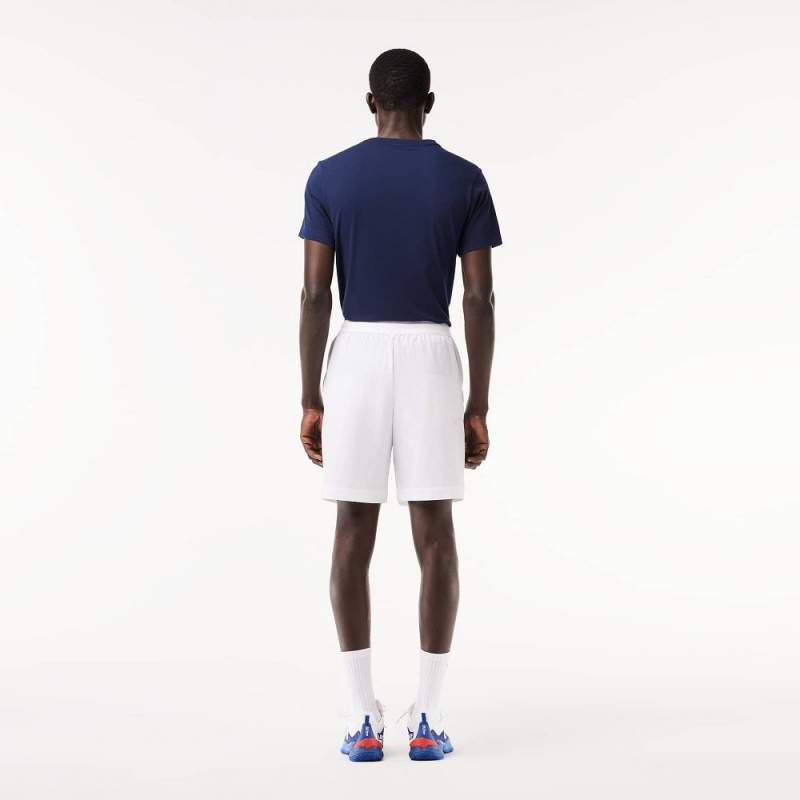 Men's Lacoste Ultra-Dry Regular Fit Tennis Shorts White | PYQ294375