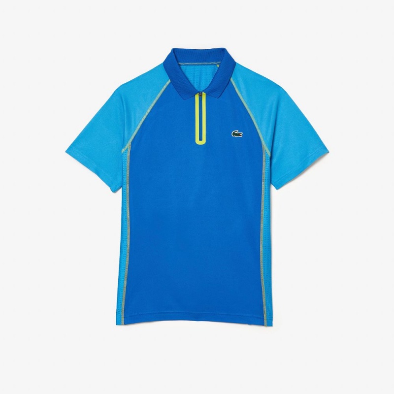 Men's Lacoste Ultra-Dry Tennis Polo Shirts Blue Yellow | VNJ675392