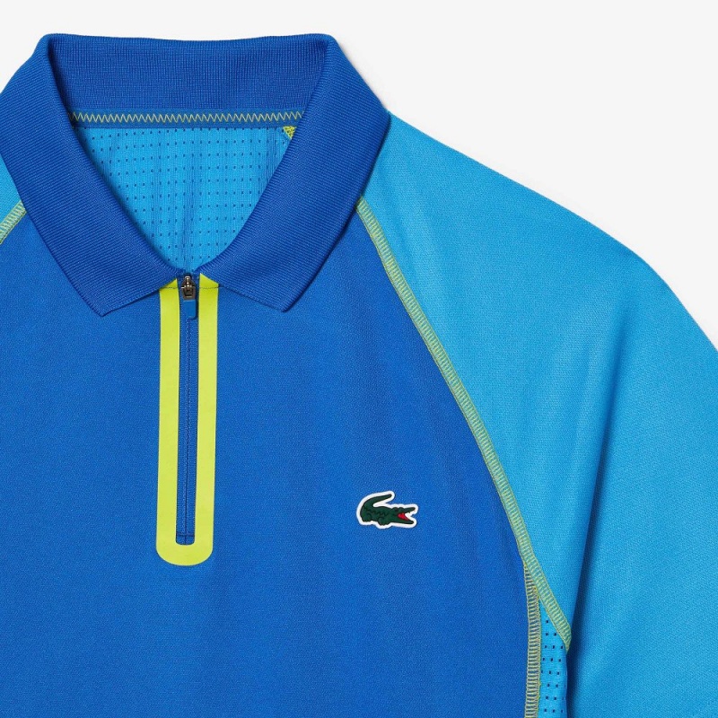 Men's Lacoste Ultra-Dry Tennis Polo Shirts Blue Yellow | VNJ675392