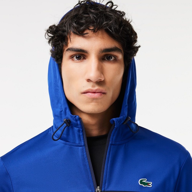 Men's Lacoste Ultra-Dry Zip-Up Hoodie Navy Blue | UHY780536