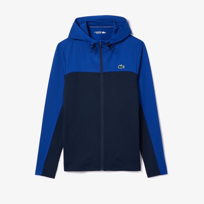 Men's Lacoste Ultra-Dry Zip-Up Hoodie Navy Blue | UHY780536