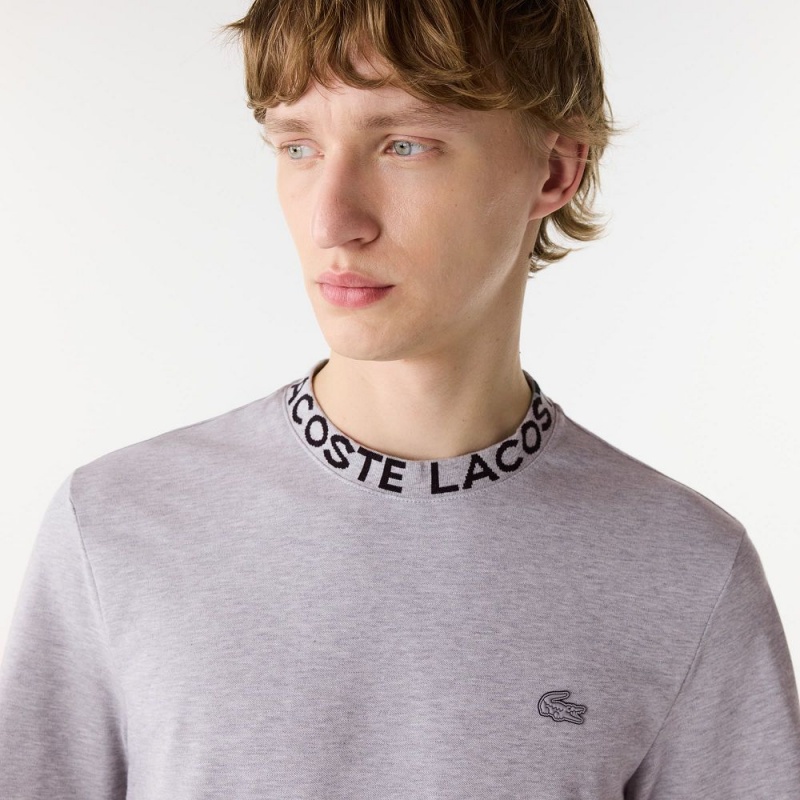 Men's Lacoste Ultralight Piqué Logo Jacquard Collar T-Shirt Grey Chine | TGO872031