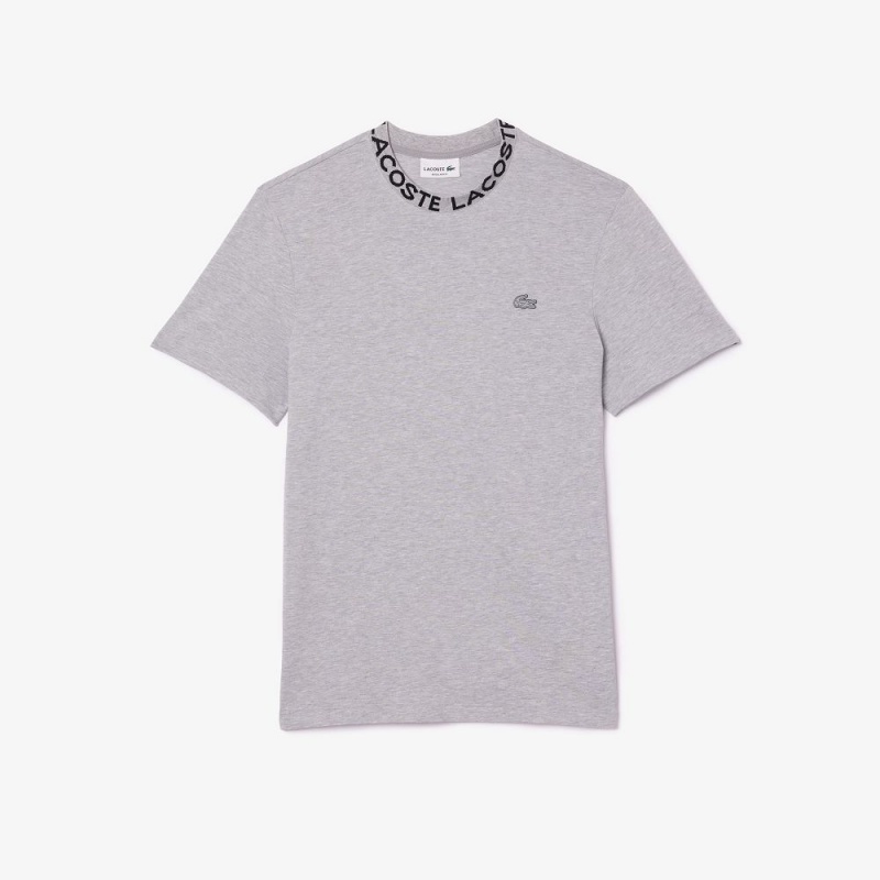 Men's Lacoste Ultralight Piqué Logo Jacquard Collar T-Shirt Grey Chine | TGO872031