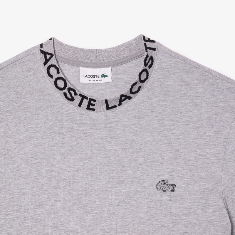 Men's Lacoste Ultralight Piqué Logo Jacquard Collar T-Shirt Grey Chine | TGO872031