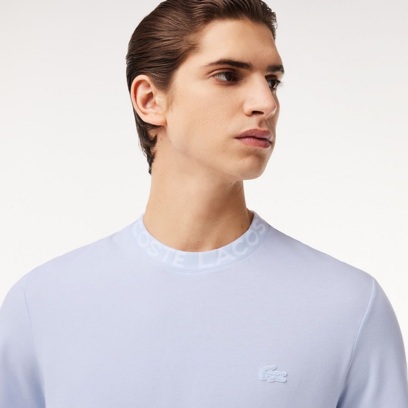 Men's Lacoste Ultralight Piqué Logo Jacquard Collar T-Shirt Phoenix blue | SPX618972