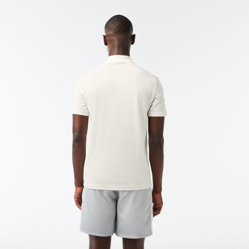 Men's Lacoste Ultralight Printed Lacoste Movement Polo Shirts White | DKU509127