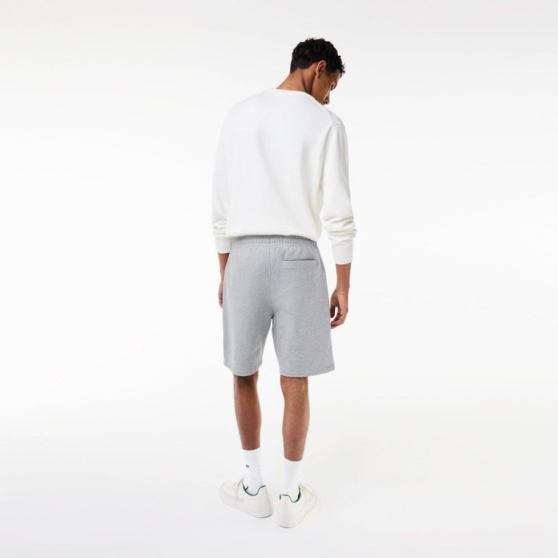 Men's Lacoste Unbrushed Cotton Fleece Shorts Grey Chine | XAT802914