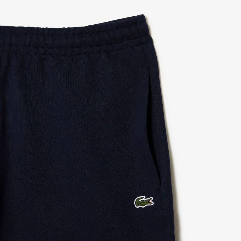 Men's Lacoste Unbrushed Cotton Fleece Shorts Navy Blue | XSZ904281