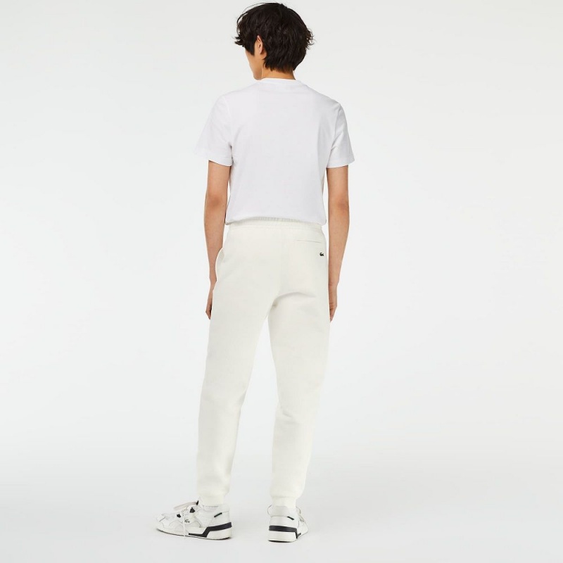 Men's Lacoste Unbrushed Fleece Sweatpants White | BVY897235