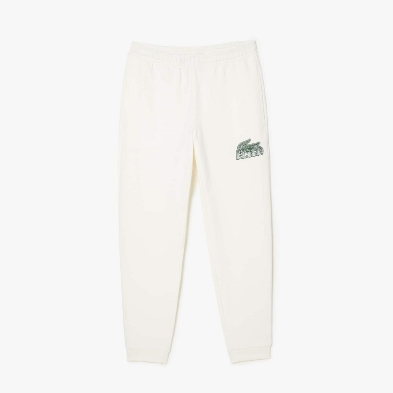 Men's Lacoste Unbrushed Fleece Sweatpants White | BVY897235