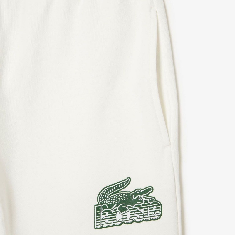 Men's Lacoste Unbrushed Fleece Sweatpants White | BVY897235