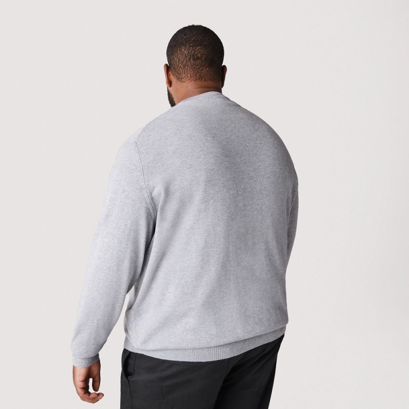 Men's Lacoste V-Neck Organic Cotton Sweater Grey Chine | TNJ072964