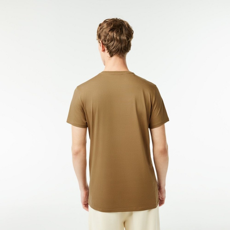 Men's Lacoste V-Neck Pima Cotton Jersey T-Shirt Brown | LDP479528