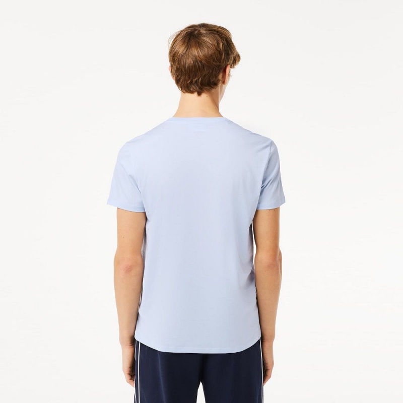 Men's Lacoste V-Neck Pima Cotton Jersey T-Shirt Phoenix blue | CJU276851