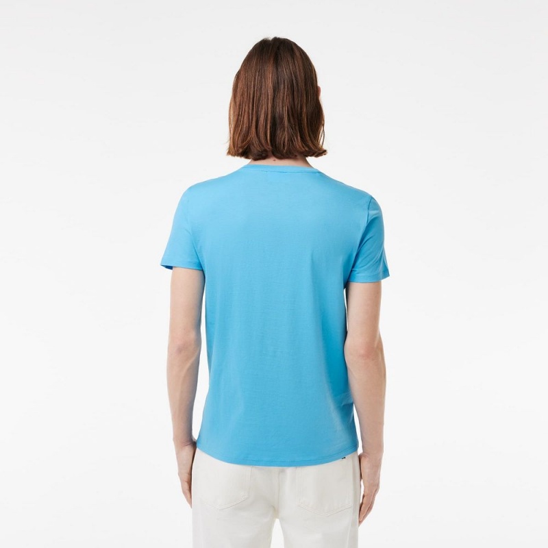 Men's Lacoste V-Neck Pima Cotton Jersey T-Shirt Bonnie blue | CZH371694