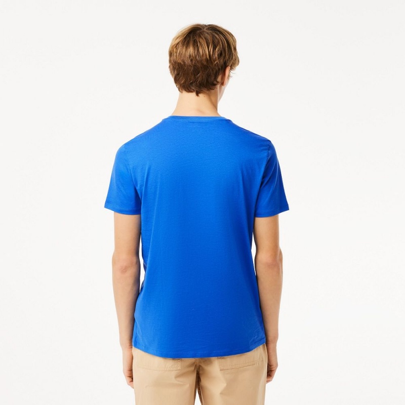 Men's Lacoste V-Neck Pima Cotton Jersey T-Shirt Ladigue blue | GEF367891