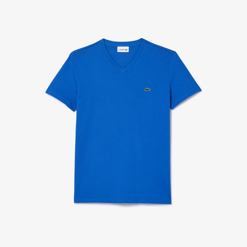 Men's Lacoste V-Neck Pima Cotton Jersey T-Shirt Ladigue blue | GEF367891